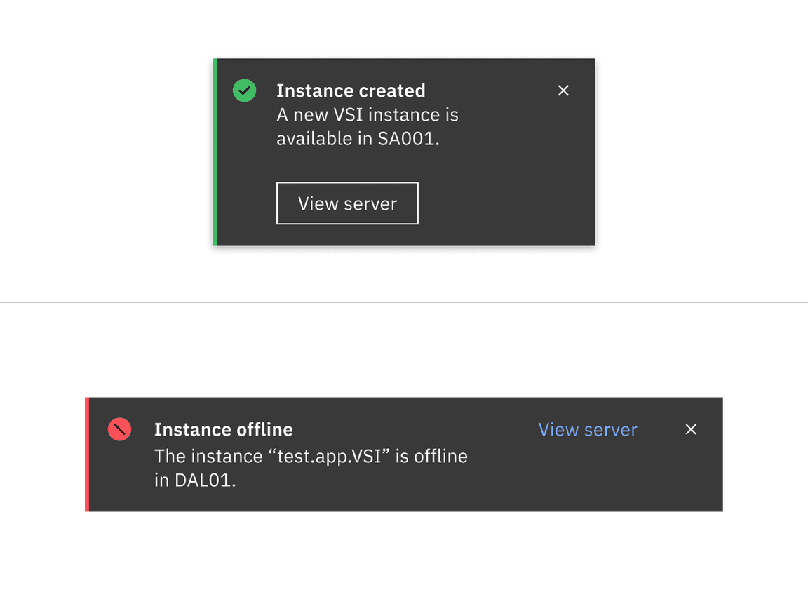 Example of actionable notifications